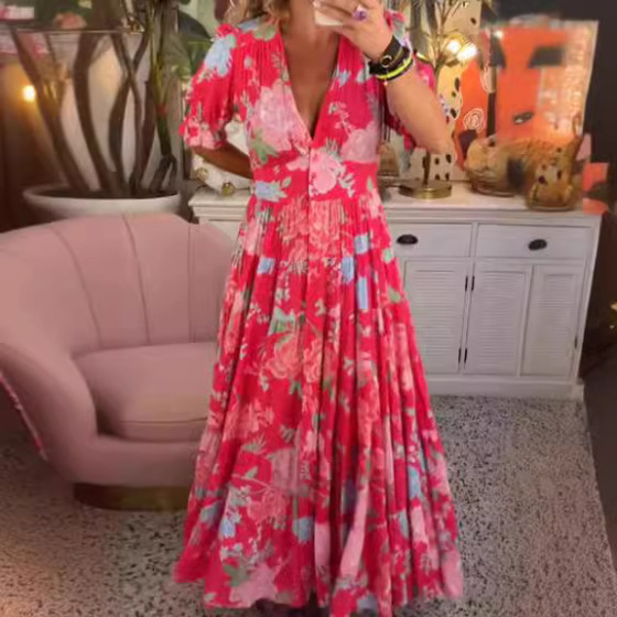 ID:2277 - Long V-neck dress