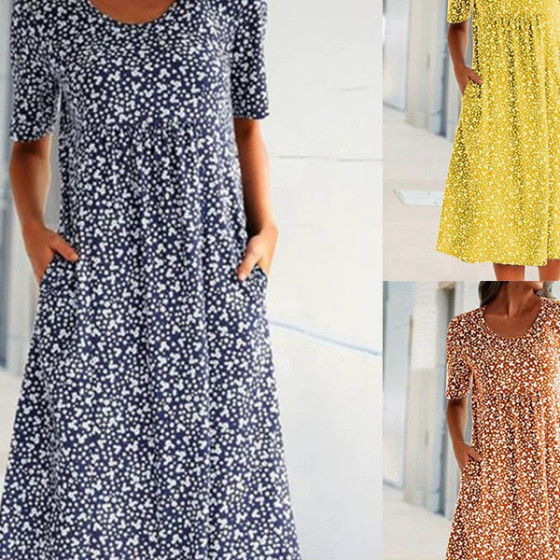 ID:2280 - Floral round-neck dress